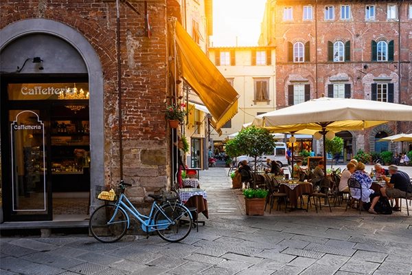 Old cozy street in Lucca, Italy. Lucca is a city and comune in Tuscany. It is the capital of the Province of Lucca.