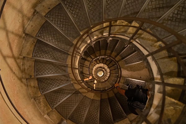 Spiral stairway inside of Arc de Triumph, Paris